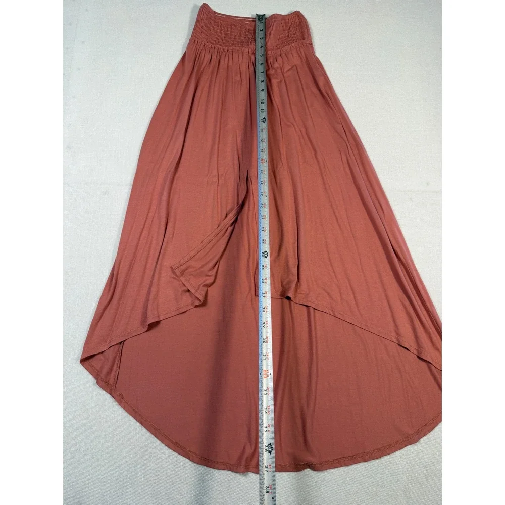 Free People Beach Smocked High Low Maxi Skirt Rose Pink XS